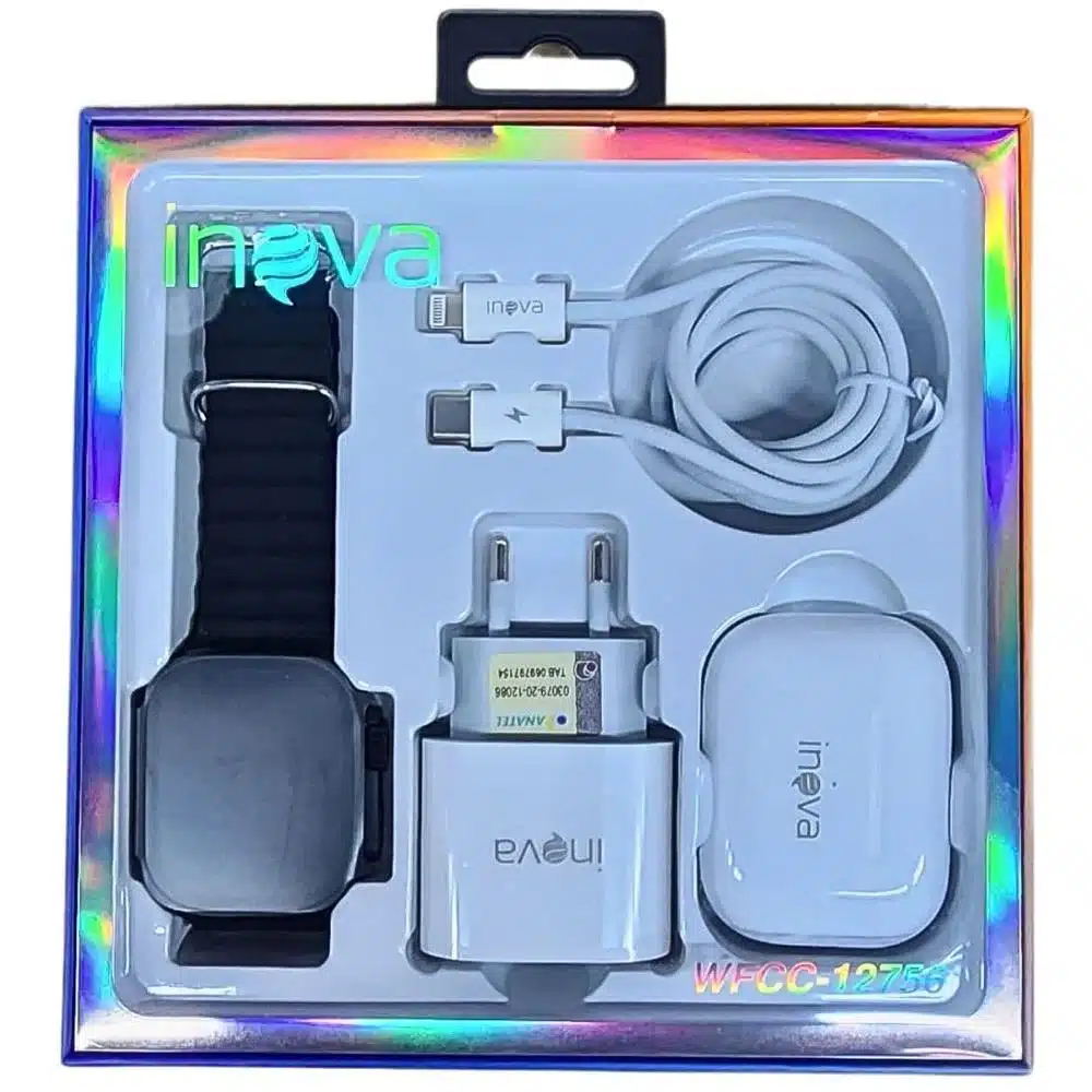 Kit Smartwatch, Fone e carregador